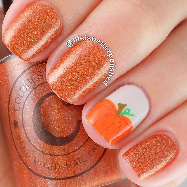 fall nail art orange pumpkin nail art