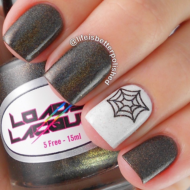 35 October Nail Art Designs : Spider Web French Tip Halloween Nails