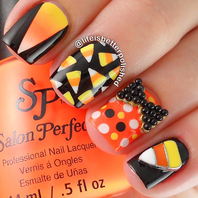 halloween nail art candy corn nails